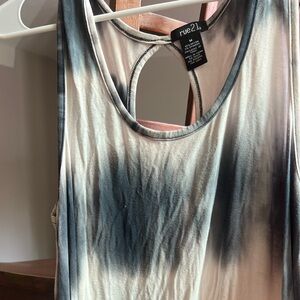 White and blue tye dye dress.